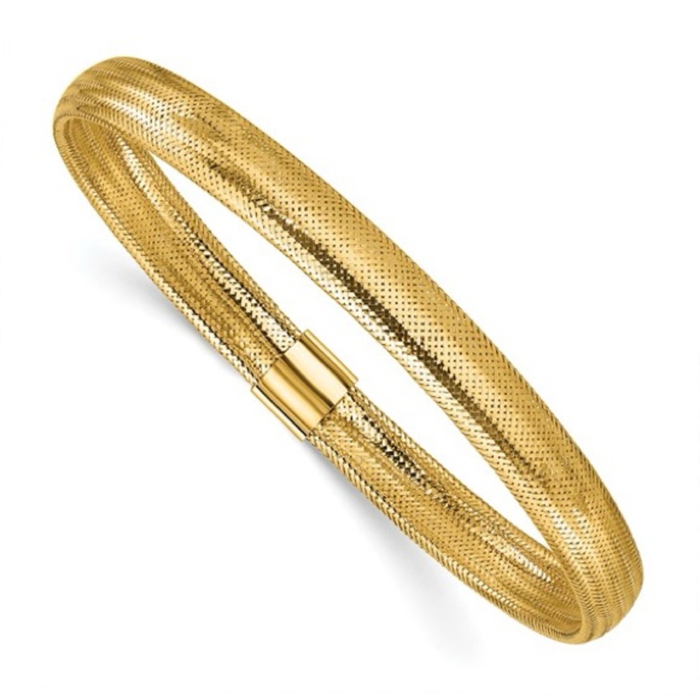 Leslie’s 14K Yellow Gold Stretch Slip-On Bracelet – Italian Woven Mesh, 6.2mm